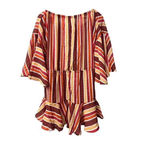 Style Rack Romper Size M Colorful Striped Cover Up Flutter Bell 3/4 Tassel NWT - Picture 8 of 15